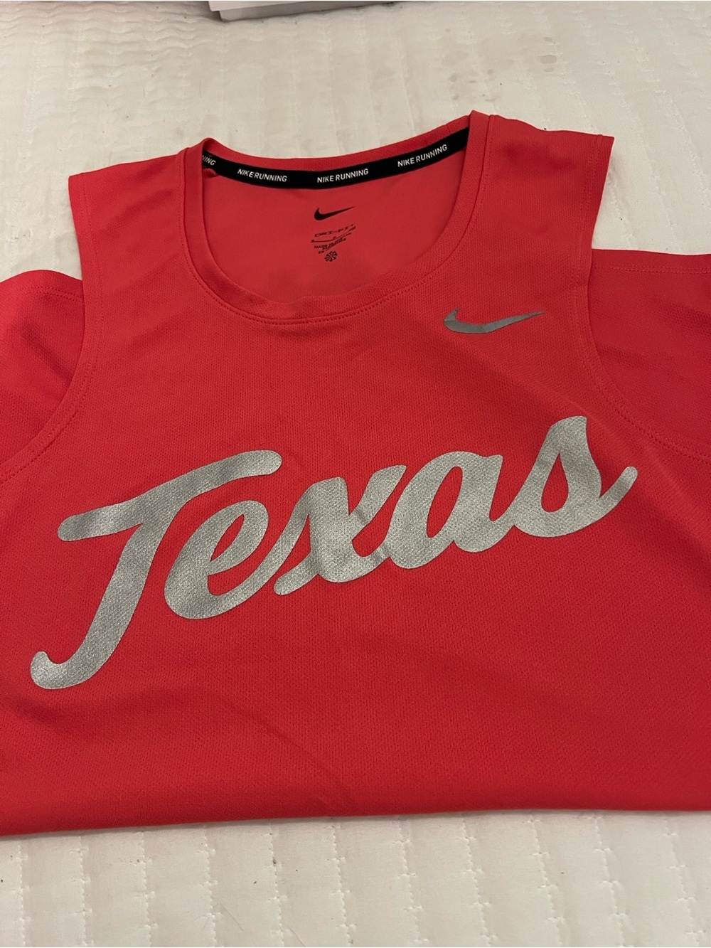 Nike Kids Red Sleeveless 'Texas' Athletic Tank with Silver Script